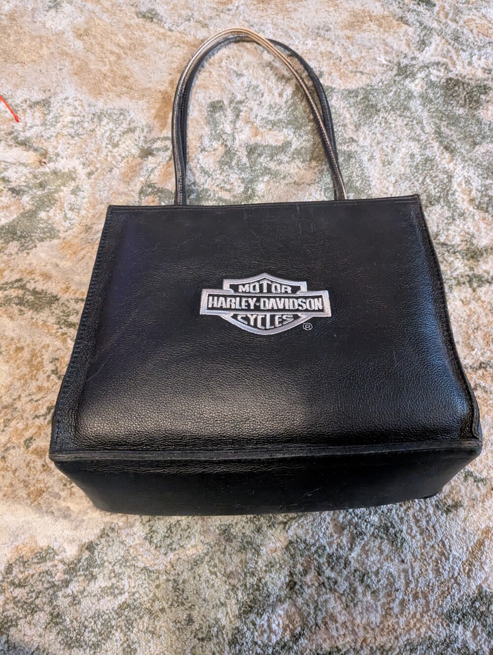 Harley-Davidson Black Leather Tote with Embroidered Logo
